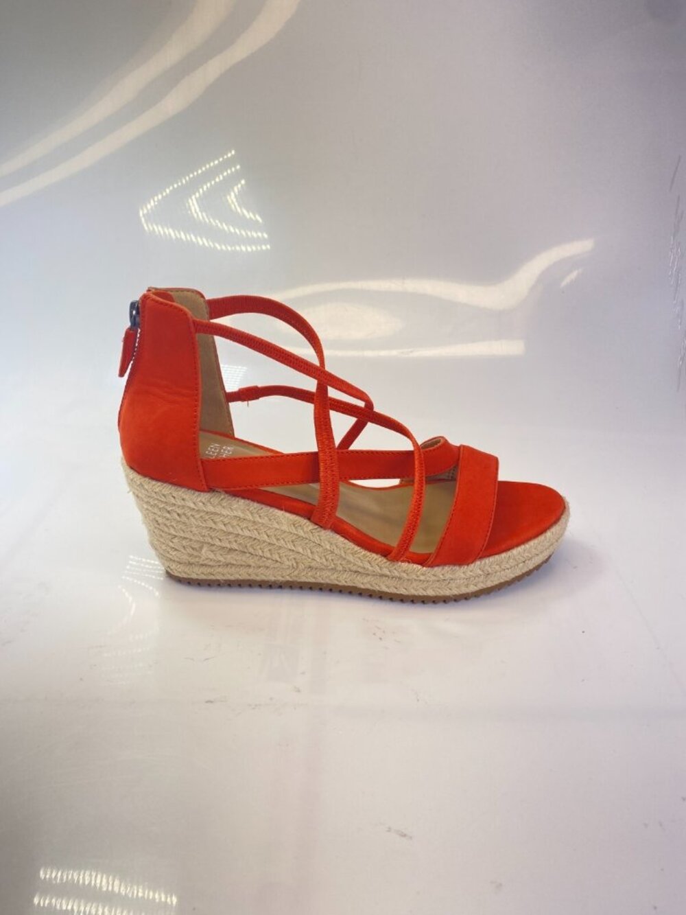 Eileen Fisher Womens Orange Wanda Nubuck Leather Espadrille Wedge Sandal Sz 10